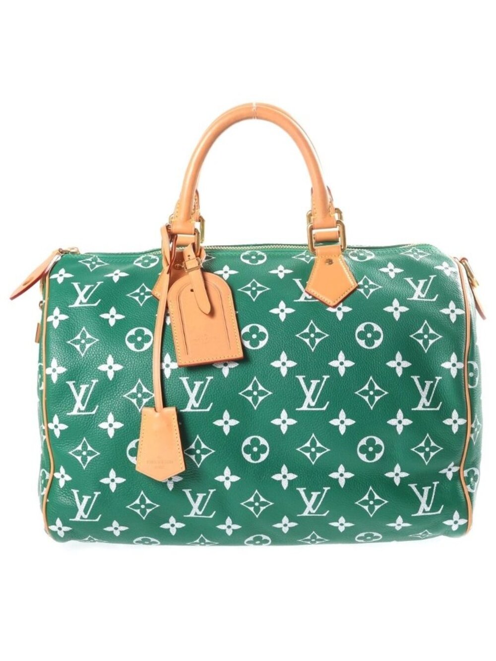 Louis Vuitton Speedy P9 Bandouliere 40 2-Way Boston Bag Green Leather Gold